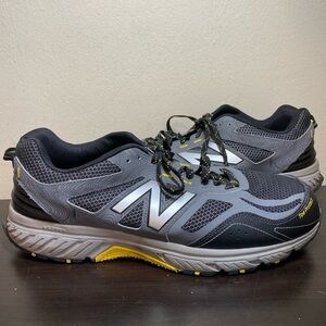 New Balance 510 v4 4E Men's Gray & Black Trail Running Shoes with Yellow Accents